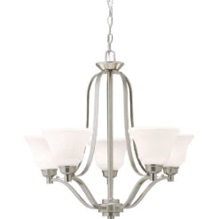 Langford LED 27 Inch Brushed Nickel Chandelier 1 Tier Medium Ceiling Light, 1 Tier Medium