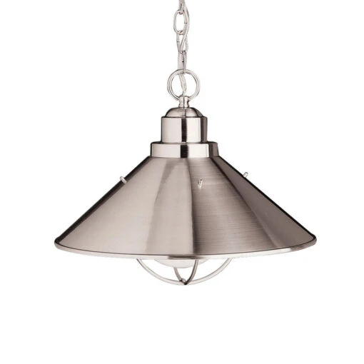 Seaside 1 Light 16 Inch Brushed Nickel Outdoor Hanging Pendant