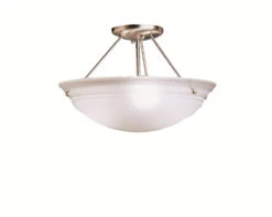 Cove Molding Top Glass 3 Light 15 Inch Brushed Nickel Semi Flush Light Ceiling Light