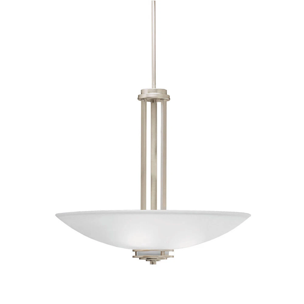 Hendrik 3 Light 24 Inch Brushed Nickel Inverted Pendant Medium Ceiling Light, Medium 2 Hendrik 3 Light 24 Inch Brushed Nickel Inverted Pendant Medium Ceiling Light, Medium - Image 2