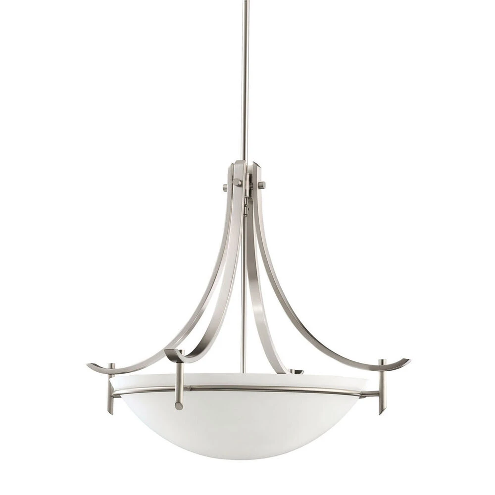 Olympia 3 Light 24 Inch Antique Pewter Inverted Pendant Medium Ceiling Light In Satin Etched White Glass, Medium 2 Olympia 3 Light 24 Inch Antique Pewter Inverted Pendant Medium Ceiling Light In Satin Etched White Glass, Medium - Image 2