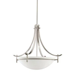 Olympia 3 Light 24 Inch Antique Pewter Inverted Pendant Medium Ceiling Light In Satin Etched White Glass, Medium