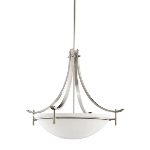 Olympia 3 Light 24 Inch Antique Pewter Inverted Pendant Medium Ceiling Light In Satin Etched White Glass, Medium