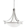 Olympia 5 Light 36 Inch Antique Pewter Inverted Pendant Large Ceiling Light In Satin Etched White Glass, Large