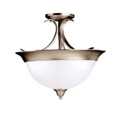 Dover 3 Light 15 Inch Brushed Nickel Semi Flush Light Ceiling Light