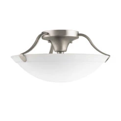 Independence 3 Light 16 Inch Brushed Nickel Semi Flush Light Ceiling Light In White Etched Glass