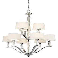 Crystal Persuasion 9 Light 37 Inch Chrome Chandelier 2 Tier Large Ceiling Light, Large