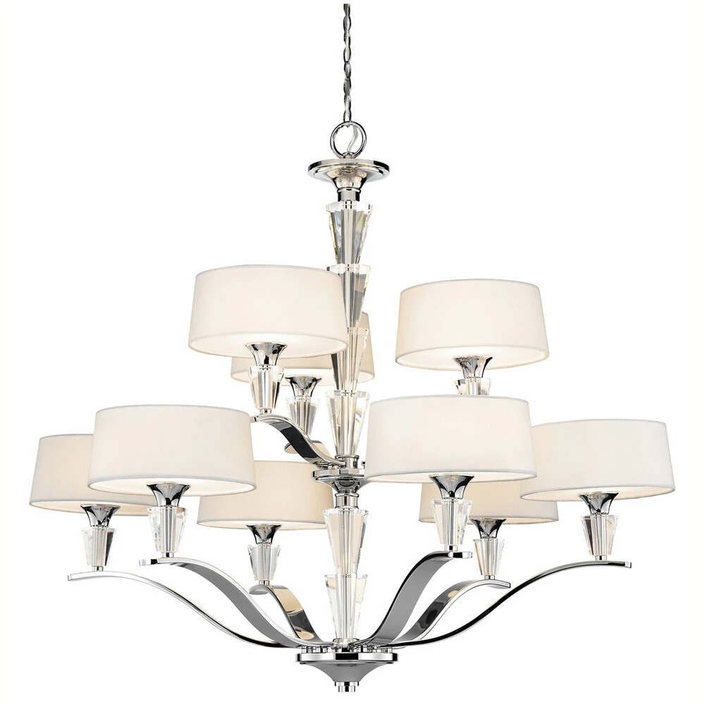 Crystal Persuasion 9 Light 37 Inch Chrome Chandelier 2 Tier Large Ceiling Light, Large 1 Crystal Persuasion 9 Light 37 Inch Chrome Chandelier 2 Tier Large Ceiling Light, Large