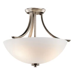 Granby 3 Light 17 Inch Brushed Pewter Semi Flush Light Ceiling Light