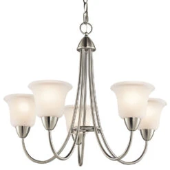 Nicholson 5 Light 25 Inch Brushed Nickel Chandelier 1 Tier Medium Ceiling Light, 1 Tier Medium