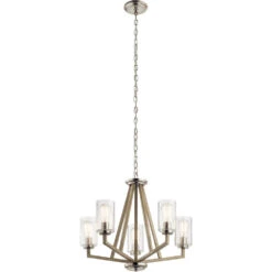 Deryn 5 Light 24 Inch Distressed Antique Gray Chandelier 1 Tier Medium Ceiling Light, Medium