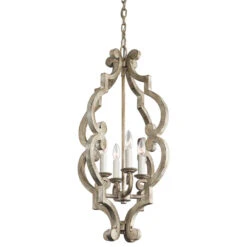 Hayman Bay 4 Light 16 Inch Distressed Antique White Large Foyer Pendants Ceiling Light, Large