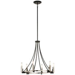 Bensimone 6 Light 24 Inch Black Chandelier 1 Tier Medium Ceiling Light, Medium