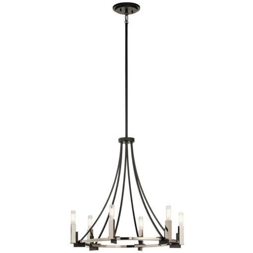 Bensimone 6 Light 24 Inch Black Chandelier 1 Tier Medium Ceiling Light, Medium