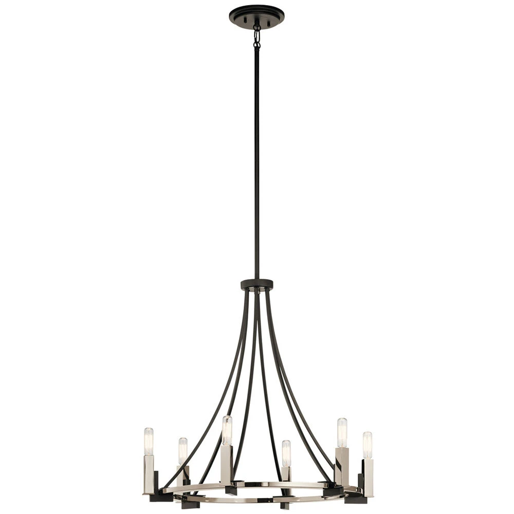 Bensimone 6 Light 24 Inch Black Chandelier 1 Tier Medium Ceiling Light, Medium 1 Bensimone 6 Light 24 Inch Black Chandelier 1 Tier Medium Ceiling Light, Medium