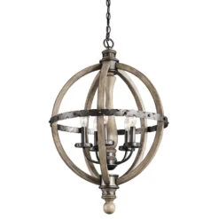 Evan 5 Light 20 Inch Distressed Antique Gray Chandelier 1 Tier Small Ceiling Light, 1 Tier Small
