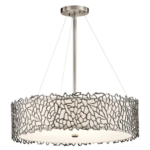 Silver Coral 4 Light 22 Inch Classic Pewter Chandelier Round Pendant Ceiling Light