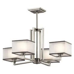 Kailey 4 Light 25 Inch Brushed Nickel Chandelier 1 Tier Medium Ceiling Light, 1 Tier Medium