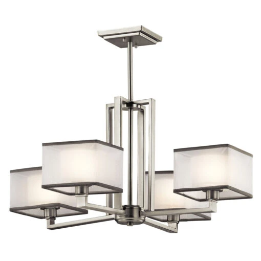 Kailey 4 Light 25 Inch Brushed Nickel Chandelier 1 Tier Medium Ceiling Light, 1 Tier Medium