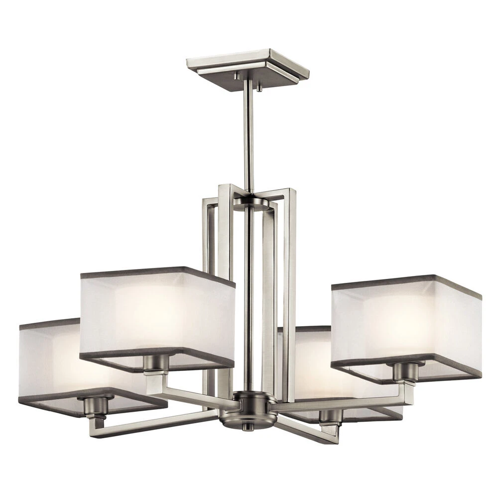 Kailey 4 Light 25 Inch Brushed Nickel Chandelier 1 Tier Medium Ceiling Light, 1 Tier Medium 1 Kailey 4 Light 25 Inch Brushed Nickel Chandelier 1 Tier Medium Ceiling Light, 1 Tier Medium