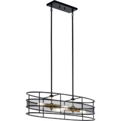 Piston 4 Light 12 Inch Black Chandelier Oval Pendant Ceiling Light, Oval