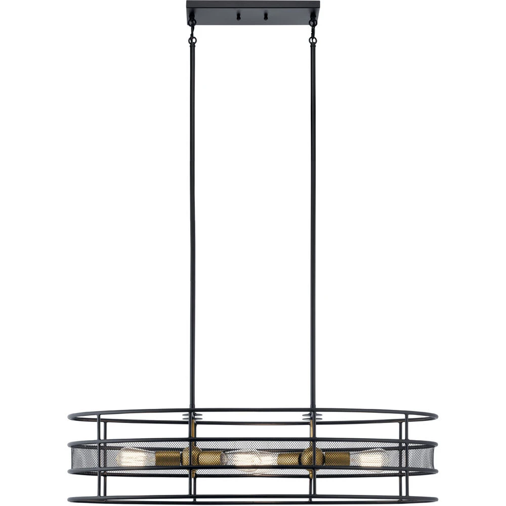 Piston 4 Light 12 Inch Black Chandelier Oval Pendant Ceiling Light, Oval 3 Piston 4 Light 12 Inch Black Chandelier Oval Pendant Ceiling Light, Oval - Image 3