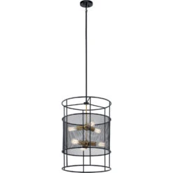 Piston 6 Light 18 Inch Black Foyer Pendant Ceiling Light