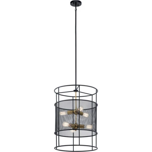 Piston 6 Light 18 Inch Black Foyer Pendant Ceiling Light