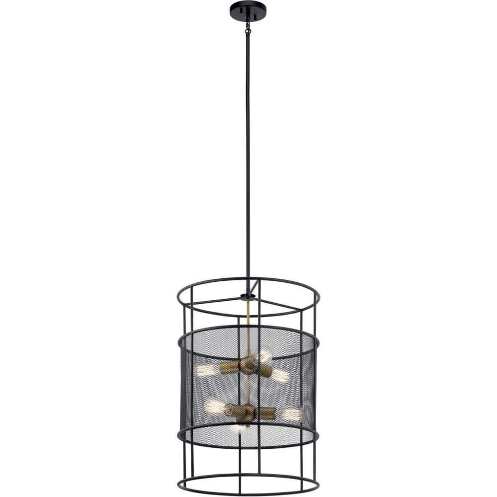 Piston 6 Light 18 Inch Black Foyer Pendant Ceiling Light 1 Piston 6 Light 18 Inch Black Foyer Pendant Ceiling Light