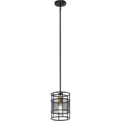 Piston 1 Light 8 Inch Black Mini Pendant Ceiling Light