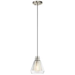 Evie 1 Light 7 Inch Brushed Nickel Mini Pendant Ceiling Light