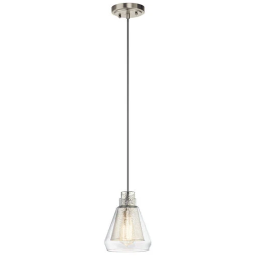 Evie 1 Light 7 Inch Brushed Nickel Mini Pendant Ceiling Light