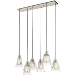 Evie 6 Light 10 Inch Brushed Nickel Chandelier Linear (Double) Ceiling Light, Double