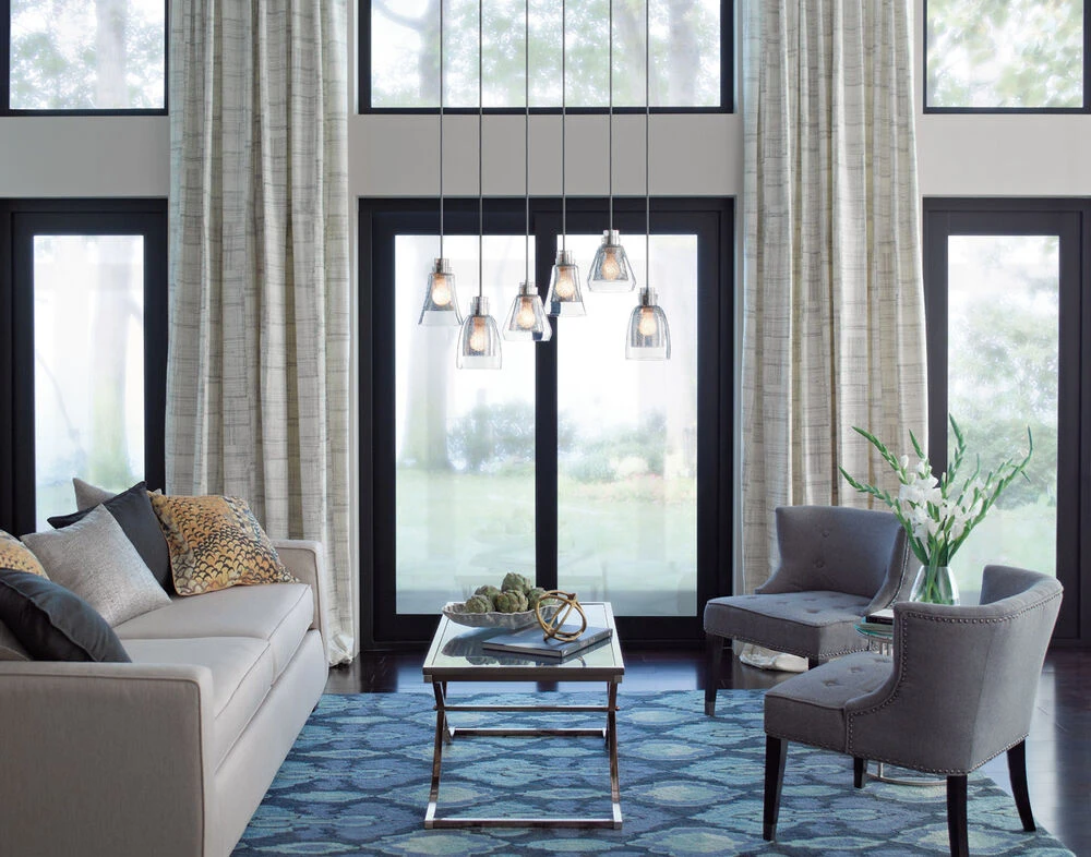 Evie 6 Light 10 Inch Brushed Nickel Chandelier Linear (Double) Ceiling Light, Double 2 Evie 6 Light 10 Inch Brushed Nickel Chandelier Linear (Double) Ceiling Light, Double - Image 2