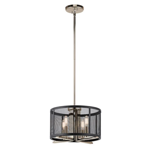 Titus 4 Light 14 Inch Polished Nickel Pendant/Semi Flush Ceiling Light
