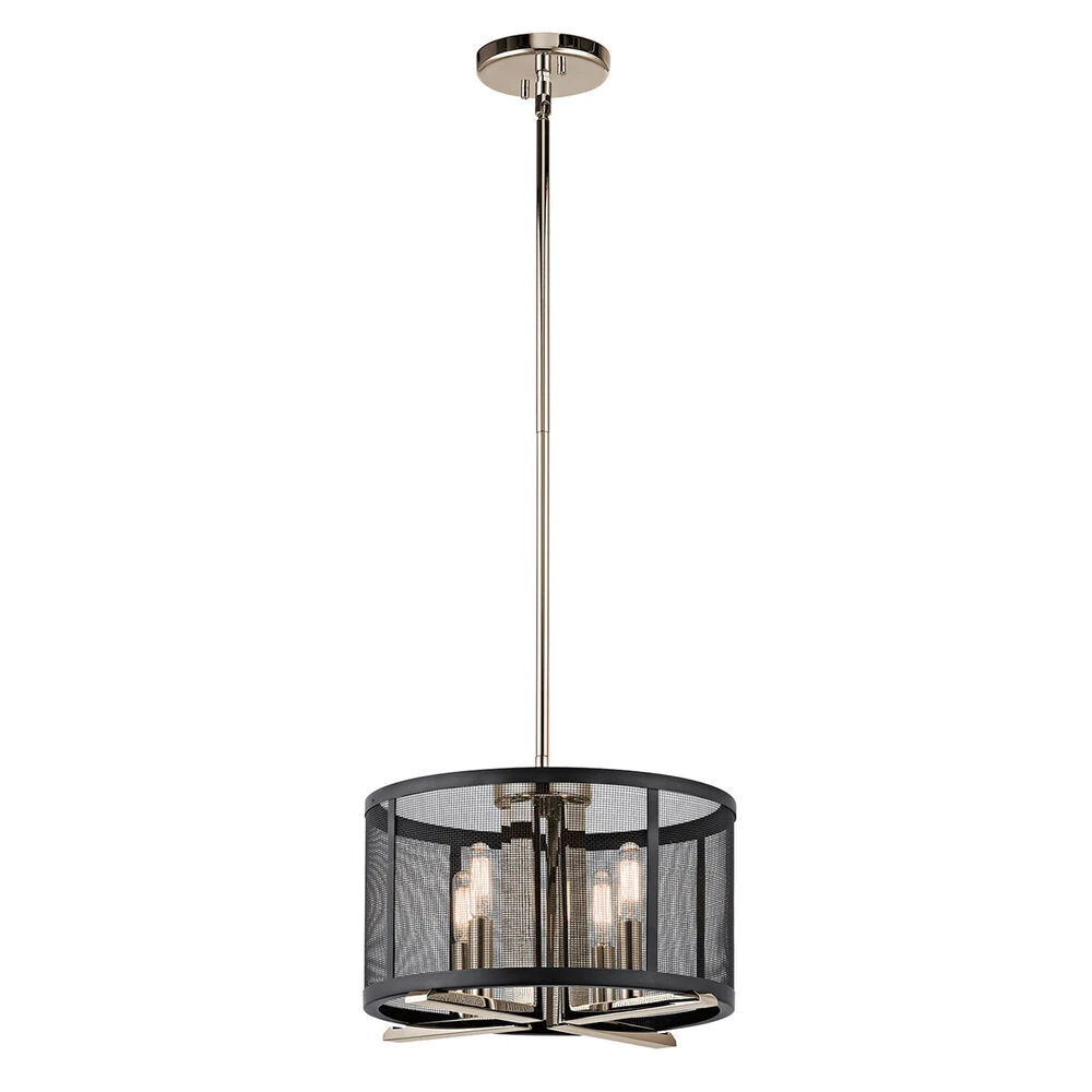 Titus 4 Light 14 Inch Polished Nickel Pendant/Semi Flush Ceiling Light 1 Titus 4 Light 14 Inch Polished Nickel Pendant/Semi Flush Ceiling Light
