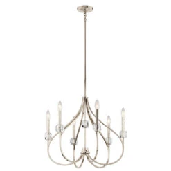 Eloise 6 Light 24 Inch Polished Nickel Chandelier 1 Tier Medium Ceiling Light, Medium