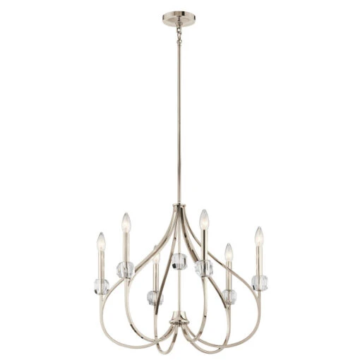 Eloise 6 Light 24 Inch Polished Nickel Chandelier 1 Tier Medium Ceiling Light, Medium