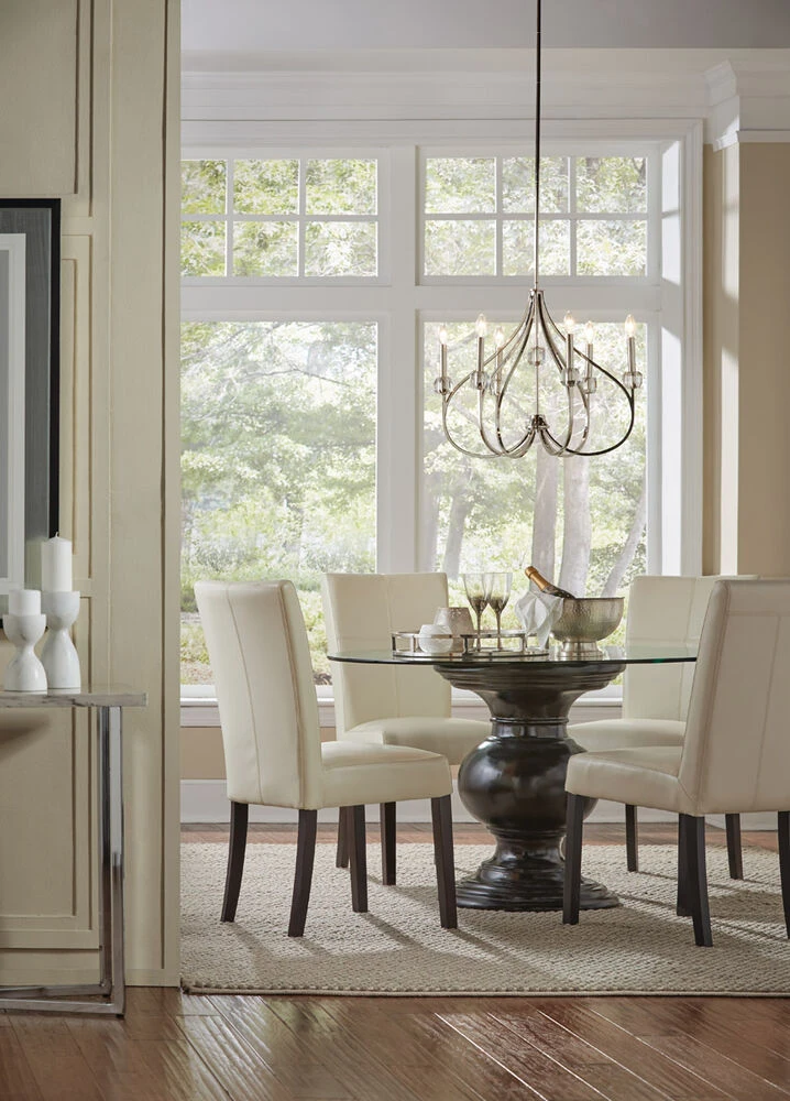Eloise 6 Light 24 Inch Polished Nickel Chandelier 1 Tier Medium Ceiling Light, Medium 3 Eloise 6 Light 24 Inch Polished Nickel Chandelier 1 Tier Medium Ceiling Light, Medium - Image 3