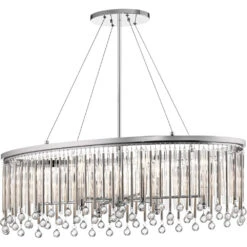 Piper 6 Light 14 Inch Chrome Chandelier Oval Pendant Ceiling Light, Oval