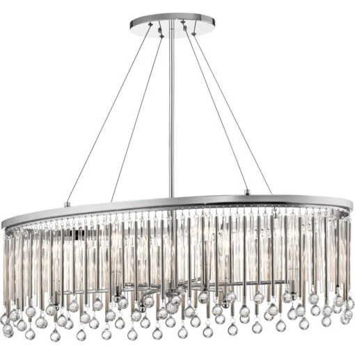 Piper 6 Light 14 Inch Chrome Chandelier Oval Pendant Ceiling Light, Oval