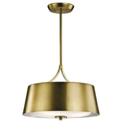 Maclain 3 Light 16 Inch Natural Brass Pendant/Semi Flush Ceiling Light