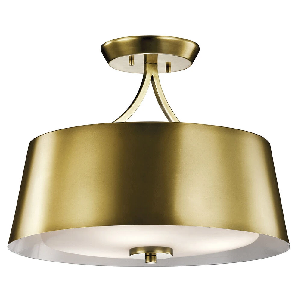 Maclain 3 Light 16 Inch Natural Brass Pendant/Semi Flush Ceiling Light 3 Maclain 3 Light 16 Inch Natural Brass Pendant/Semi Flush Ceiling Light - Image 3