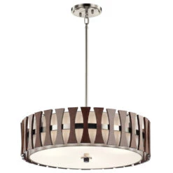 Cirus 4 Light 24 Inch Auburn Stained Pendant/Semi Flush Ceiling Light