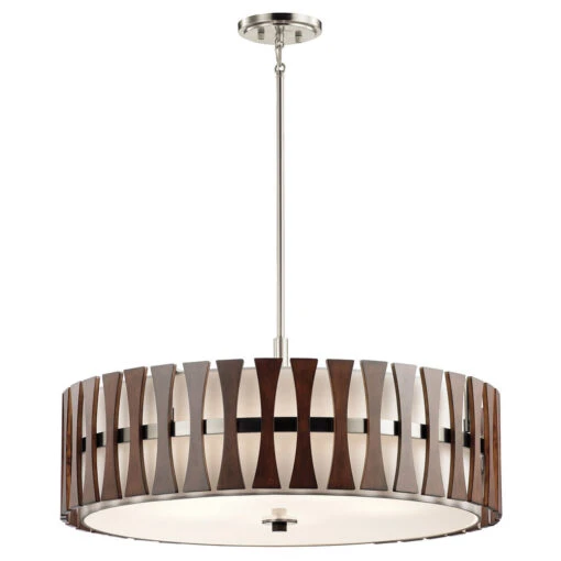 Cirus 5 Light 30 Inch Auburn Stained Pendant/Semi Flush Ceiling Light