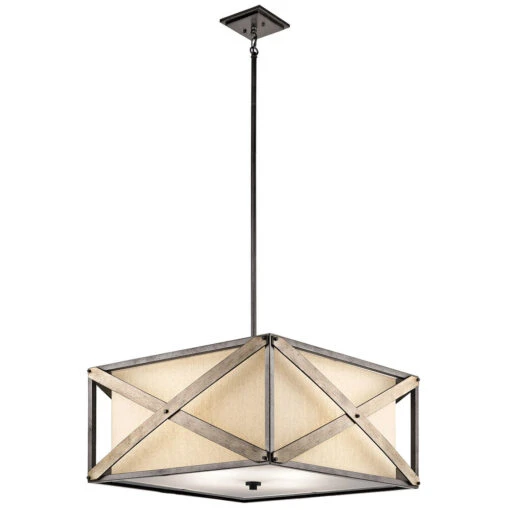 Cahoon 4 Light 26 Inch Anvil Iron Pendant/Semi Flush Ceiling Light