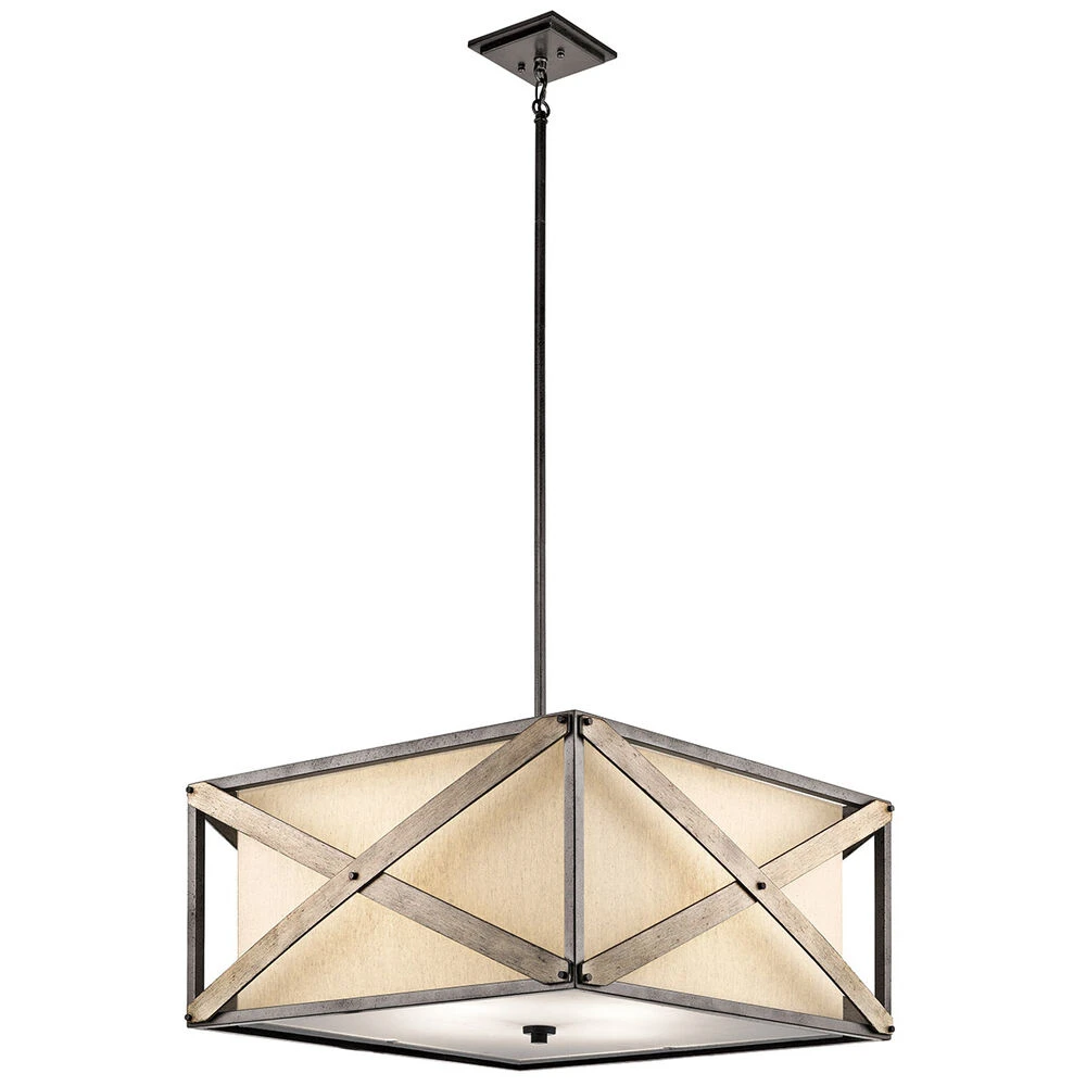 Cahoon 4 Light 26 Inch Anvil Iron Pendant/Semi Flush Ceiling Light 1 Cahoon 4 Light 26 Inch Anvil Iron Pendant/Semi Flush Ceiling Light