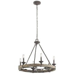 Taulbee 6 Light 29 Inch Weathered Zinc Chandelier Round Pendant Ceiling Light