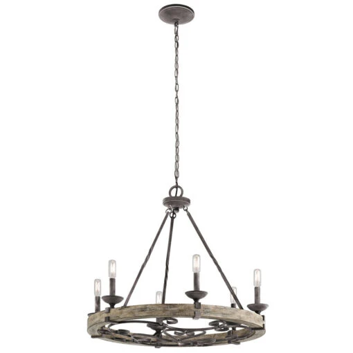 Taulbee 6 Light 29 Inch Weathered Zinc Chandelier Round Pendant Ceiling Light