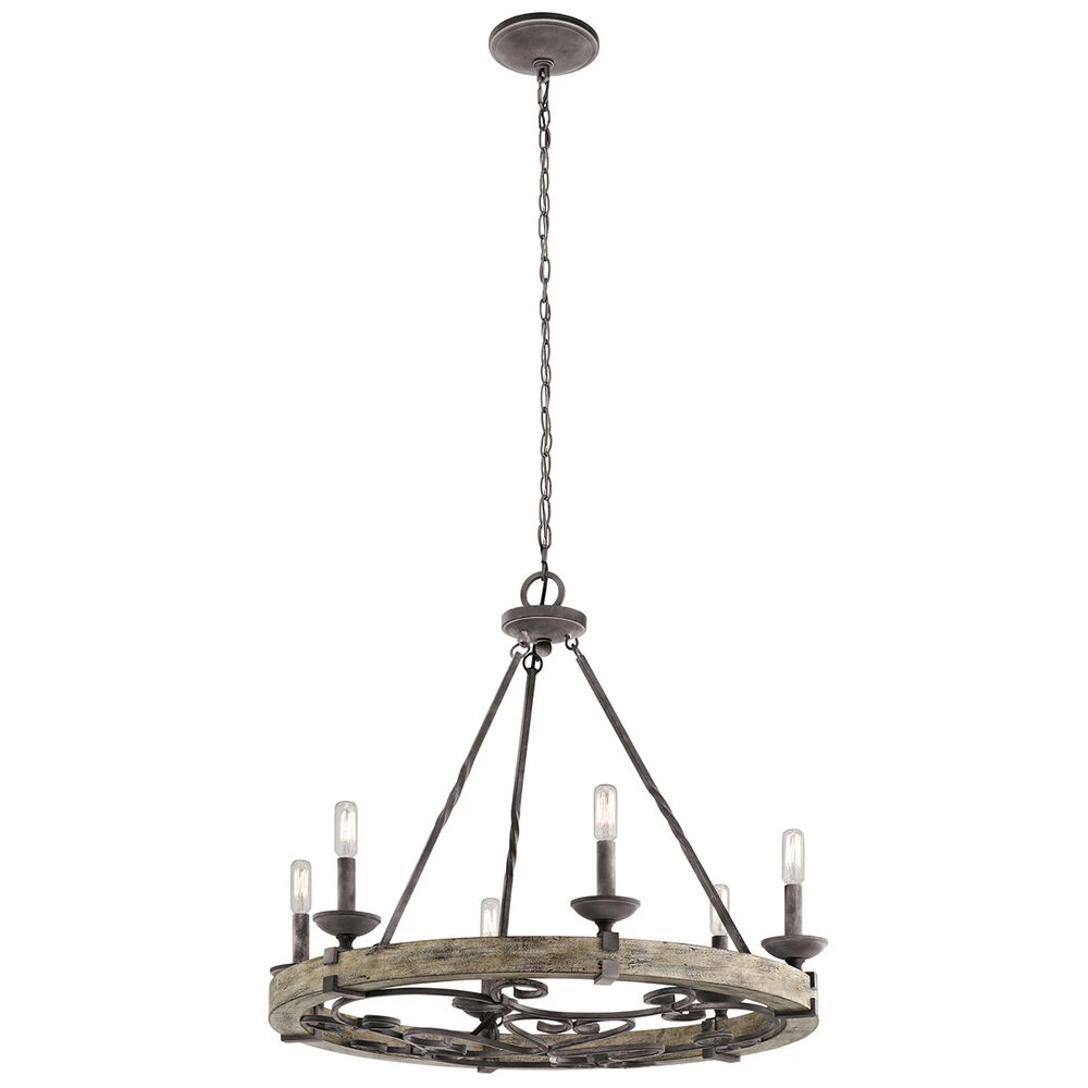 Taulbee 6 Light 29 Inch Weathered Zinc Chandelier Round Pendant Ceiling Light 1 Taulbee 6 Light 29 Inch Weathered Zinc Chandelier Round Pendant Ceiling Light